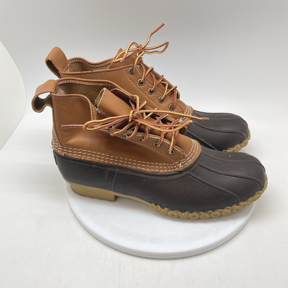 LL Bean Bean Boots Womens 11 M Brown Leather Duck Lace Up Waterproof Shoes USA